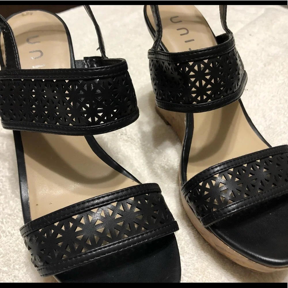 Unisa Black Wedge Sandals